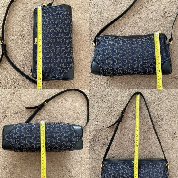 Celine Vintage C Macadam Blue Shoulder Bag Canvas And Leather Authentic With COA - Picture 5 of 7